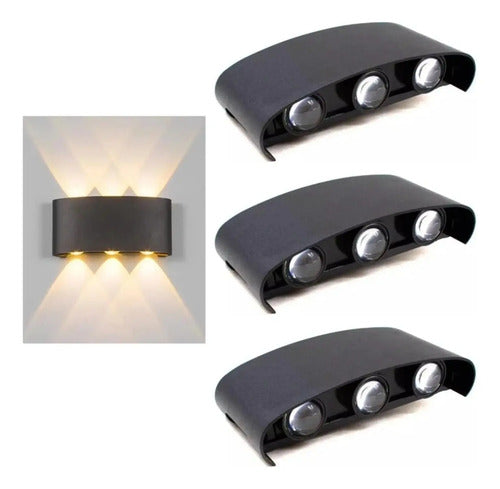 Set X3 Foco Pared Aplique Exterior Luminaria Bidireccional