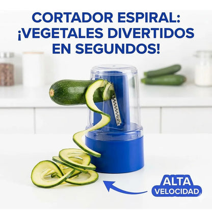 Cortador Picador Rallador Espiral 3 Cuchillas Intercambiable Verde Con Amarillo