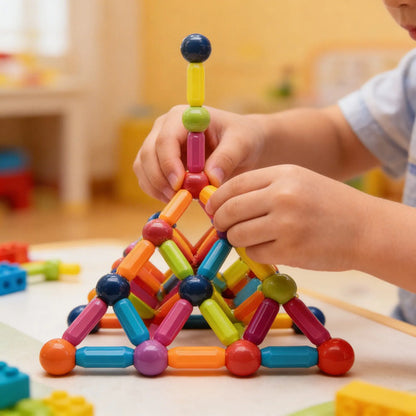 Bloques Magneticos Didacticos Infantil Varillas 130 Piezas 130 Sin Personaje