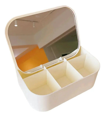Caja Organizador Cosmeticos Maquillaje Accesorios Con Espejo Varios
