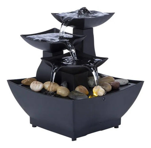 Fuente Agua Decorativa Zen Led Cascada Usb Interior 17x11x9 Negr0