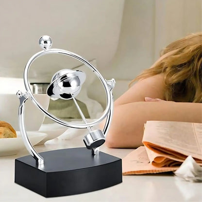 Adorno Decoracion Mesa Pendulo Movimiento Perpetuo Orbital Plateado
