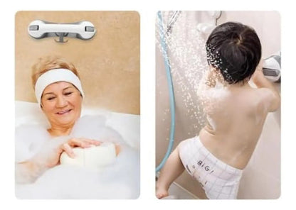 Agarradera Para Baño Antideslizante Ventosa Barra Seguridad Blanco Con Gris
