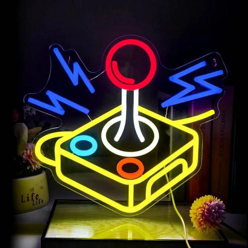 Letrero Neon Arcade Joystick Gamer Habitacion Decoracion Usb Multicolor