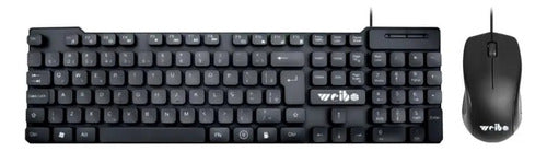 Combo Kit Teclado Mouse Usb Cable Oficina Pc Notebook 1.5m