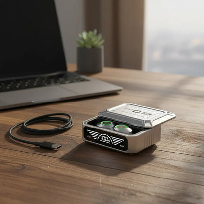 Auricular Bluetooth Inalámbrico Lcd Led Power Bank 4h 10m Plateado