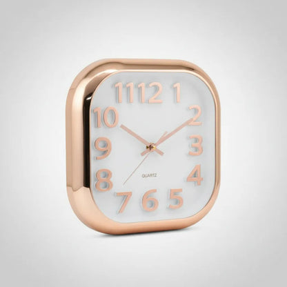 Reloj Pared Analogico Cuadrado Quartz 30cm Hogar Oficina Champagne