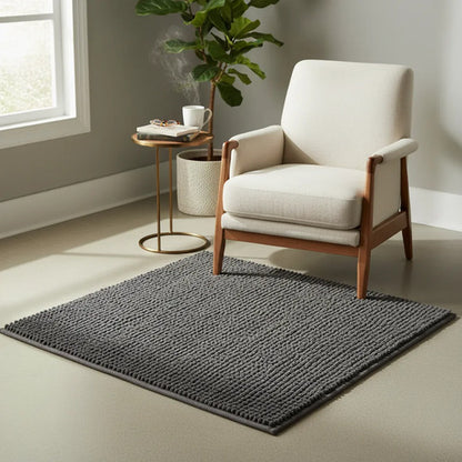 Alfombra Absorbente Suave Poliéster Baño 50x80 Cm Carpetas Gris