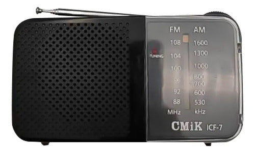 Radio Bolsillo Cmik Am Fm Transistor Pilas Aa Jack 3.5 Mini Negro