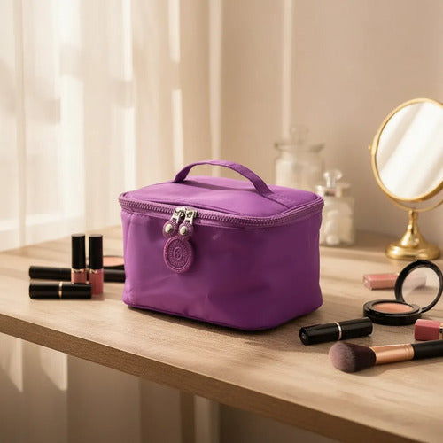 Porta Cosmeticos Neceser Maquillaje Viaje Organizador 21x12 Violeta