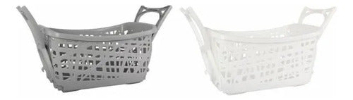 Canasto Ropa Plegable Patas Altura Cesto Hogar Baño Lavadero Blanco Calado