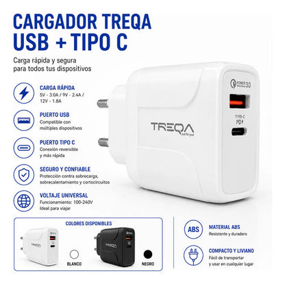 Cargador Rapido Usb Tipo C Celular Tablet Carga Rapida Aleatorio - 2 Colores