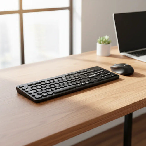 Combo Kit Teclado Mouse Pc Notebook Oficina Inalambrico Usb Negro
