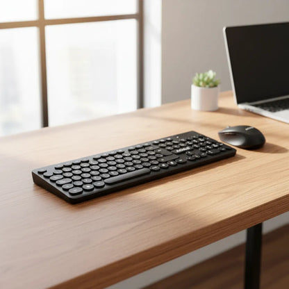 Combo Kit Teclado Mouse Pc Notebook Oficina Inalambrico Usb Negro