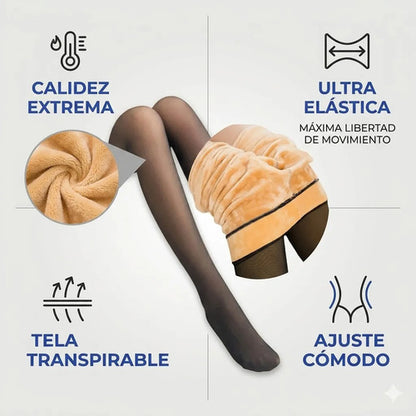 Medias Cancan Termica Forrada Polar Talle L Unico Elastica Negro Traslúcido Liso L