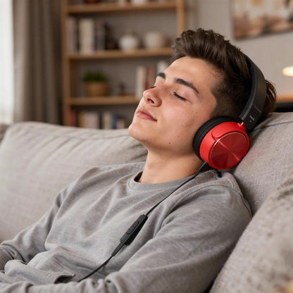 Auriculares Estéreo Cable 3.5 Micrófono Manos Libres Rojo Rojo