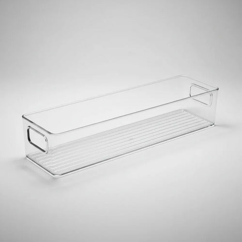 Canasto Organizador Acrílico Multiuso Transparente Asas 39cm Transparente