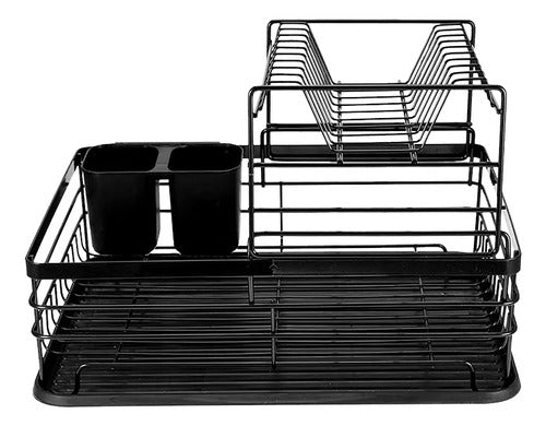 Seca Platos Escurridor De Vajilla Dos Niveles Cubiertos Negro