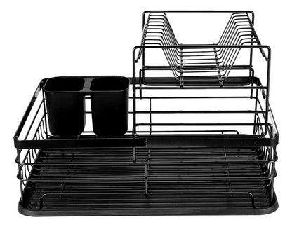 Seca Platos Escurridor De Vajilla Dos Niveles Cubiertos Negro