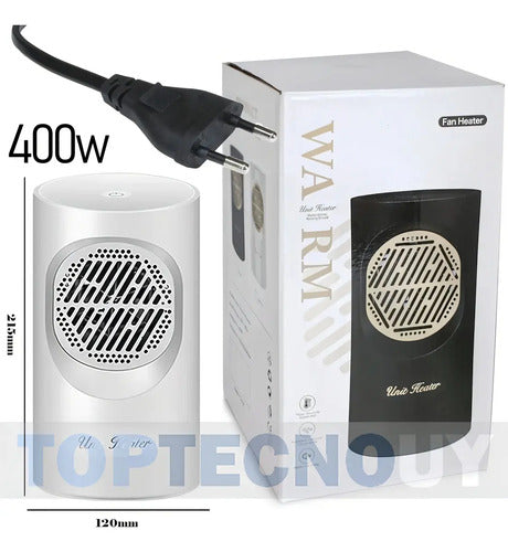 Toptecnouy Mesa Escritorio ® Calefactor Estufa Caloventilador Mini 400w Color Blanco