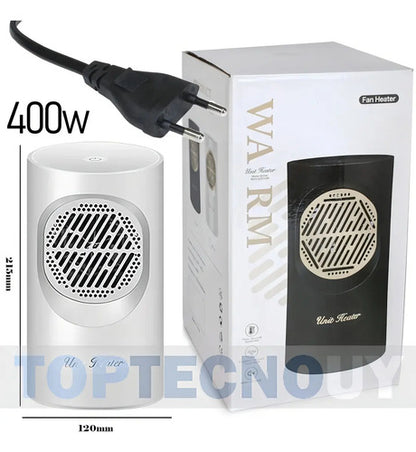 Toptecnouy Mesa Escritorio ® Calefactor Estufa Caloventilador Mini 400w Color Blanco