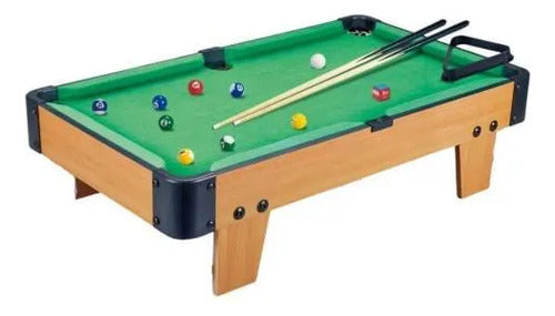 Mini Mesa Pool Billar Infantil 51cm Bolas Tacos Accesorios Verde