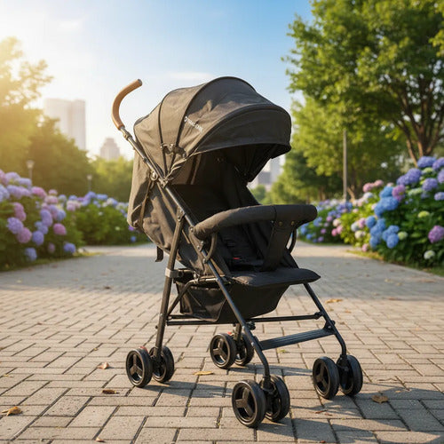 Coches Paragüitas Bebé Plegable Reclinable Arnés 5 Puntos Negro