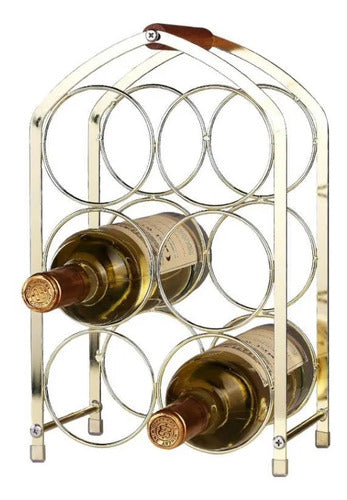 Rack Vino Botellero Hierro 6 Botella Dorado Estante 34x21cm 2 Colores Segun Stock