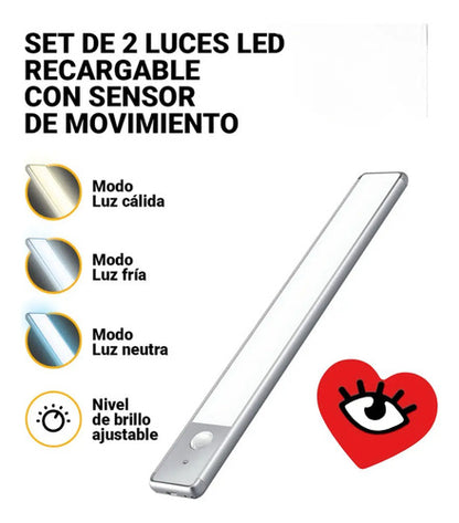 Combo X 2 Barra De Luz 60cm Bajo Alacena Cocina Luz Cálido Fría Neutra Veoquiero 3 Tonos De Blanco