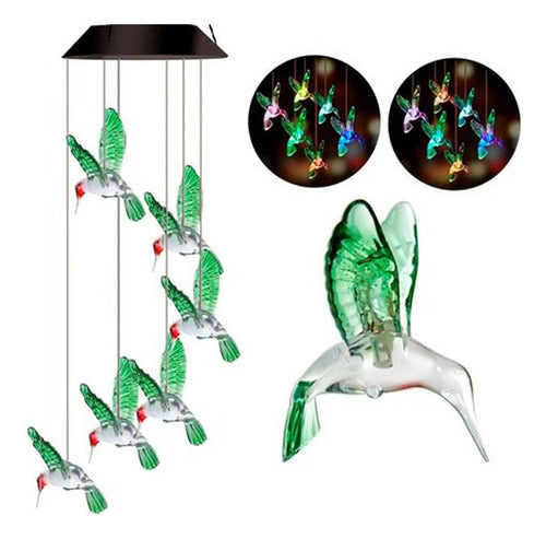 Llamador De Angeles Solar Decoracion Led Colibri Exterior Varios