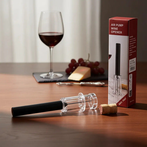 Sacacorchos Vino Neumático Bomba Aire 19cm Abridor Presión Negro