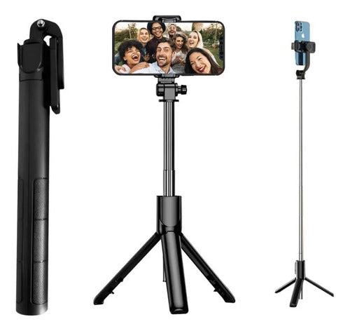 Selfie Stick Palo Tripode Celular Extensible Bluetooth 170cm Negro