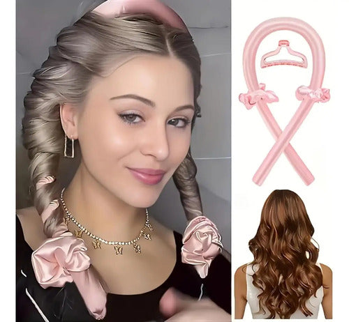 Buclera Rizador Rulos Vincha Con Pinza Y Coleros Cabello Aleatorio