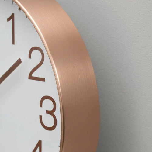 Reloj Pared Analogico Redondo Quartz 30cm Oficina Hogar Champagne Blanco