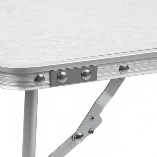 Mesa Plegable Portátil Aluminio 60x40x26cm Camping Blanco