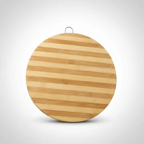 Tabla Para Picar Circular Madera Cocina Gancho Redonda 38cm Listado Natural