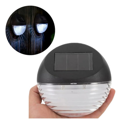 Aplique Tortuga Carga Solar Foco Lampara Redonda Exterior Negro