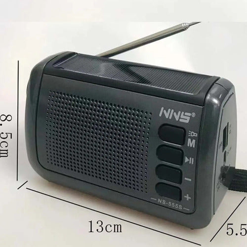 Radio Portatil Recargable Panel Solar Fm Bluetooth Sd Tws Negro