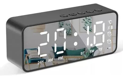 Marca Glowlin Reloj Despertador Digital Adornos Radio Y Altavoz Bluetooth Negro