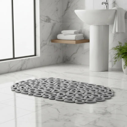 Alfombra Baño Goma Antideslizante 34x64cm Ventosas Calado Gris