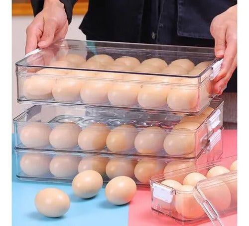 Huevera Acrilica Organizador Con Tapa X24 Huevos Heladera