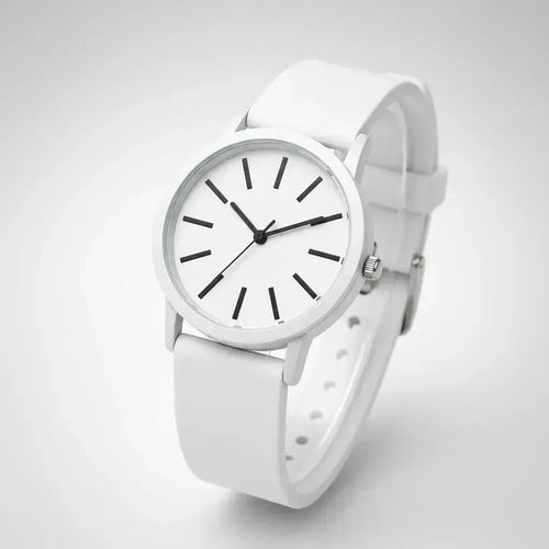 Reloj De Pulsera Analógico Correa De Colores Diseño Casual Negro