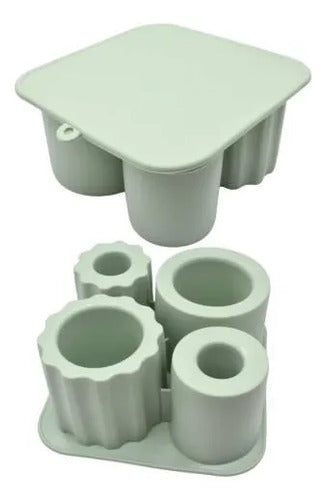 Molde De Silicona Flexible Para Hielo Vaso Térmico 4 Ranuras Verde