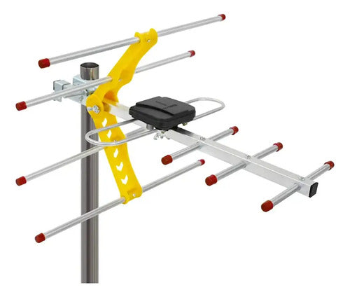 Antena Digital Exterior Tv Amplificadora Cable De 8 Metros Plateado