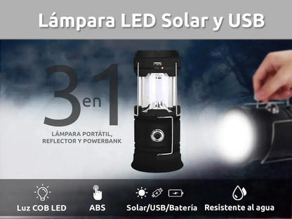 Farol Camping Linterna Solar Foco Con Funcion Power Bank Usb Varios