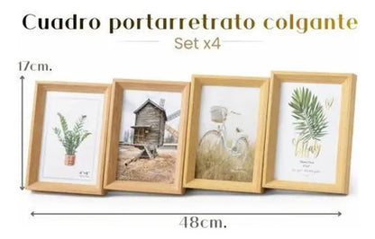 Cuadro Portarretrato Multiple Colgante Escalonado Set X4 Marrón