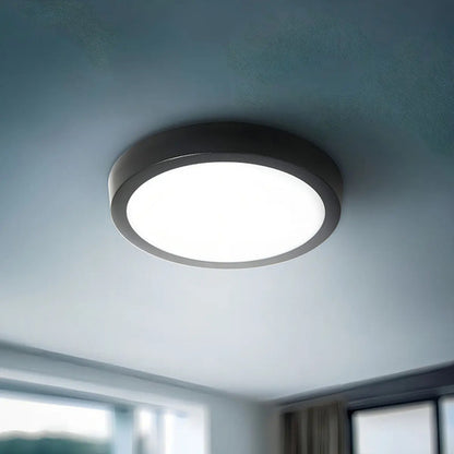 Plafon Led 18w Redondo Luz Fria 6500k De Techo Aro Negro Negro