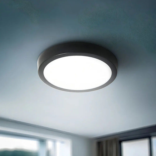 Plafon Led 18w Redond Luz Fria Aro Negro Lh4402