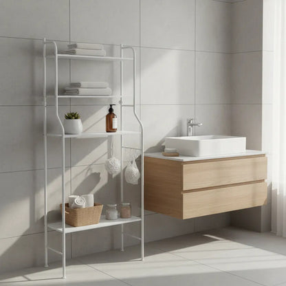 Estante Organizador Baño Lavarropas Inodoro 3 Pisos Metal Blanco
