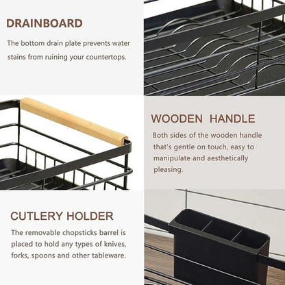 Escurridor Secaplatos Cubiertos Organizador Cocina Acero Negro